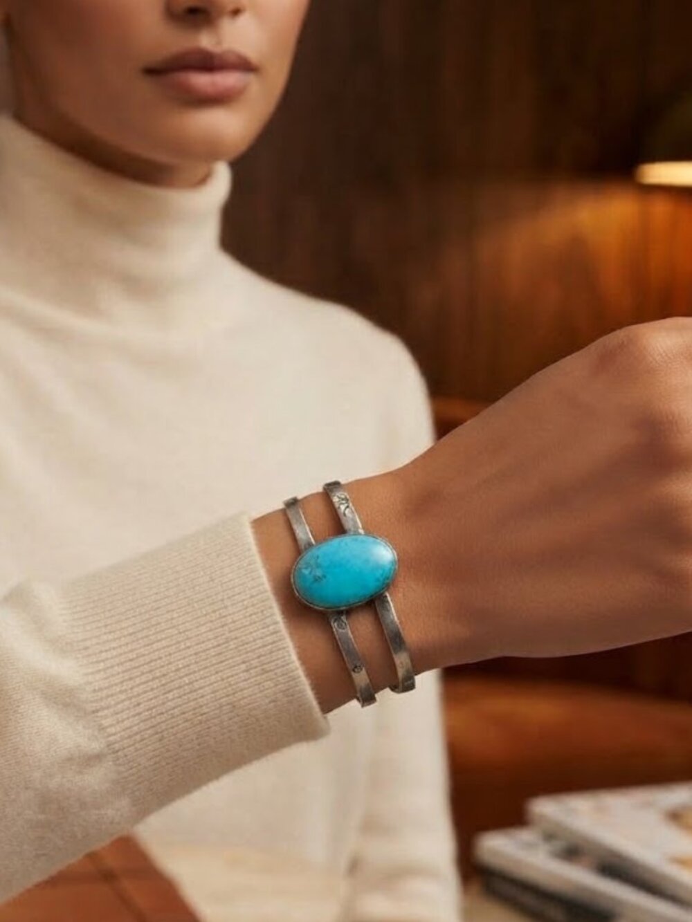 Jes MaHarry Sterling & Turquoise Stone Cuff Bracelet worn once!